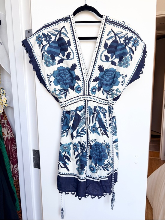 FARM Rio Pants - FARM Rio Blue & Navy Floral V-Neck Tunic